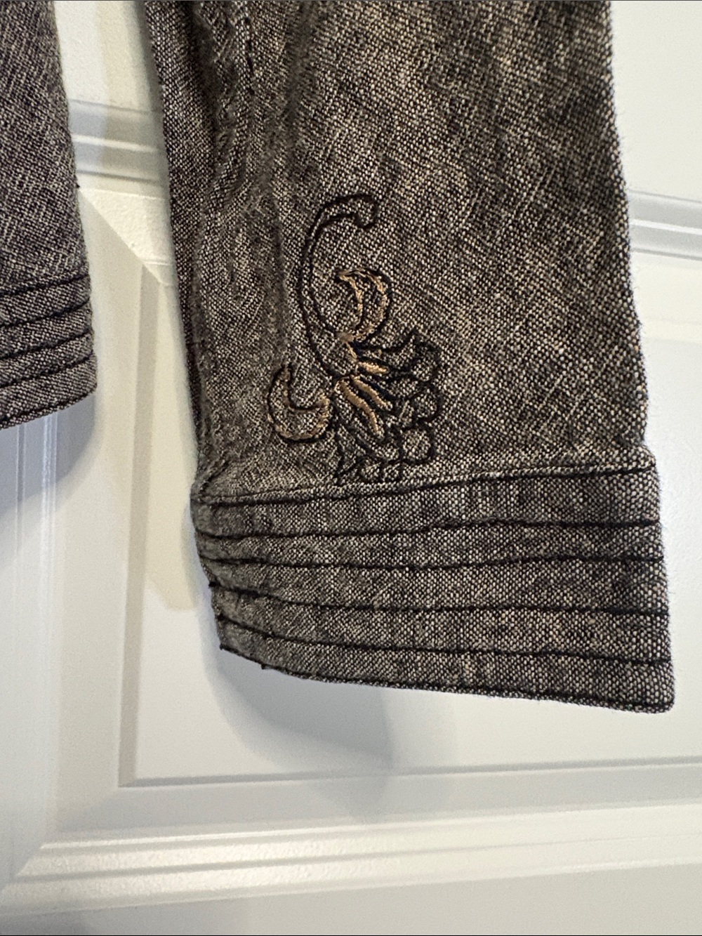 Gray Embroidered Button-Front Jacket - Picture 3 of 6